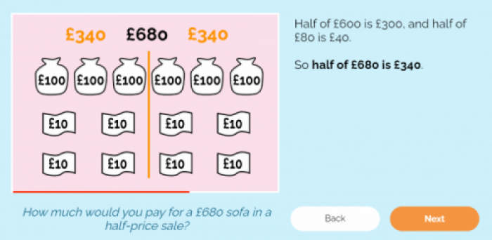 Screenshot of the National Numeracy Challenge