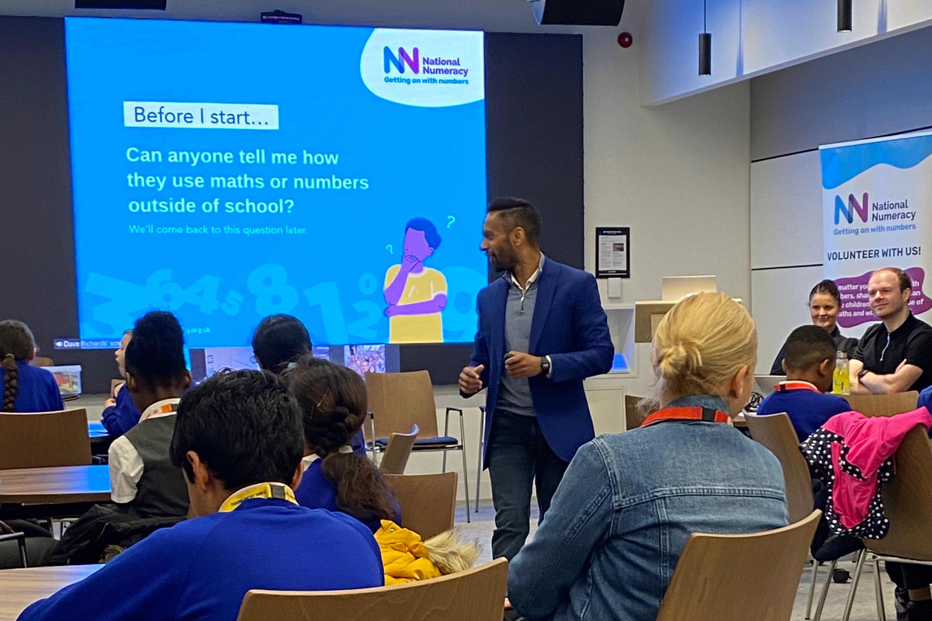Bobby Seagull with Capital One, leading a session for children