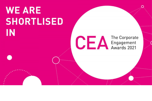 CEA graphic - "We are shortlisted in The Corporate Engagement Awards 2021"
